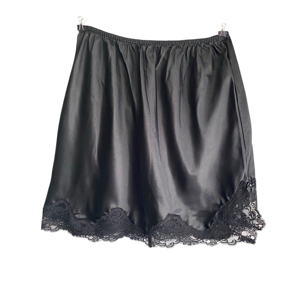 Vintage Wondermaid  Half Slip Womens Large Black Nylon Lace  Made in USA